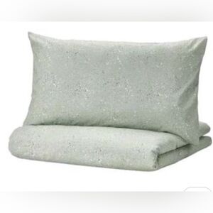 Ikea Silverkacia Twin Duvet Cover And 1 pillow case Dotted Green W Blue & White